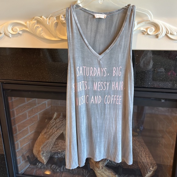 Altard State Graphic Tank Mineral Wash Top Gray Flowy Womens Small Messy Loose - Picture 2 of 5